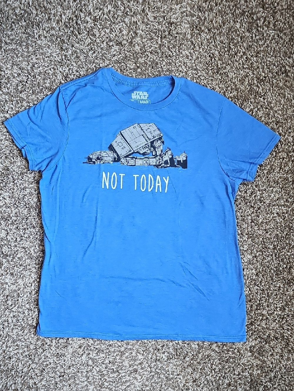 Star Wars Mad Engine "Not Today" AT-AT Walker Graphic Tee Blue Medium